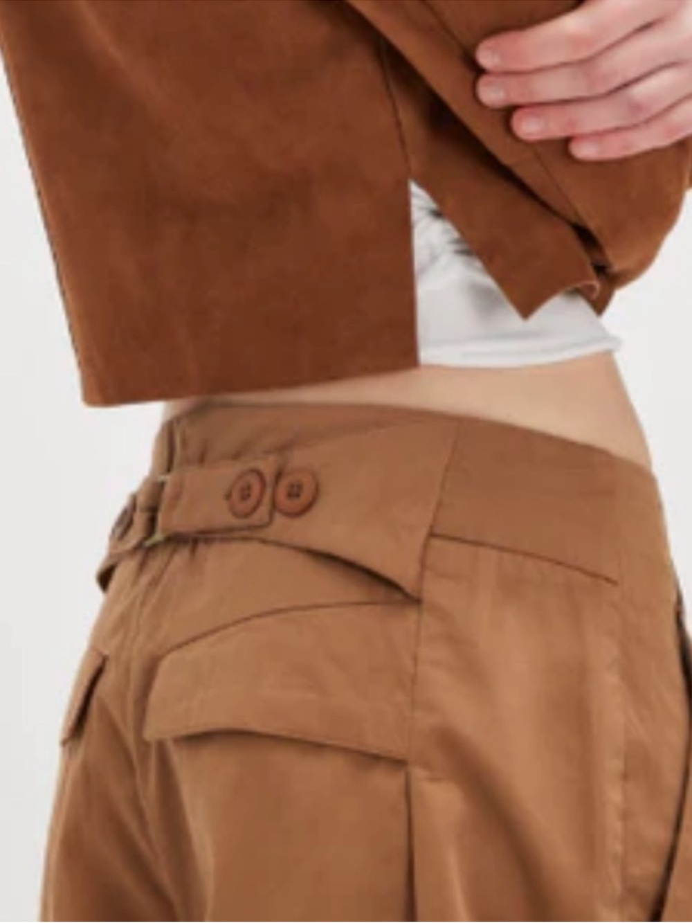 NWT Free People Wide Leg Buckle Back Pants Tobacco Brown Size 12 Retail $148.00 - Picture 5 of 15
